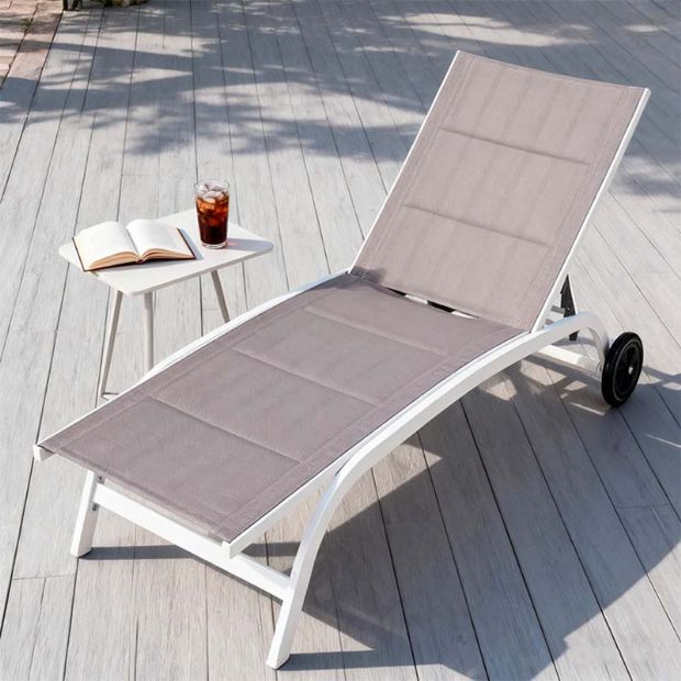 Sillón ajustable de aluminio y textilene con ruedas - 11D14E