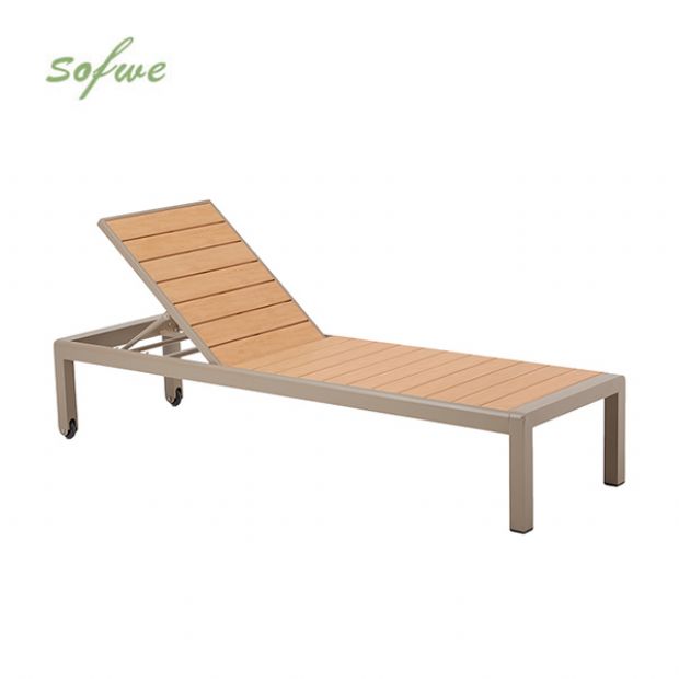 Sillón ajustable de aluminio, plástico y madera con ruedas - 11D14G