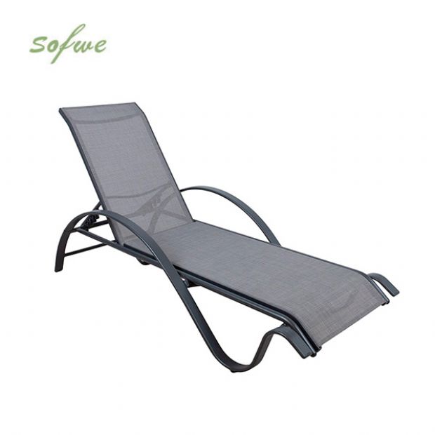 Sillón reclinable ajustable de aluminio con reposabrazos en forma de S - 11D14I