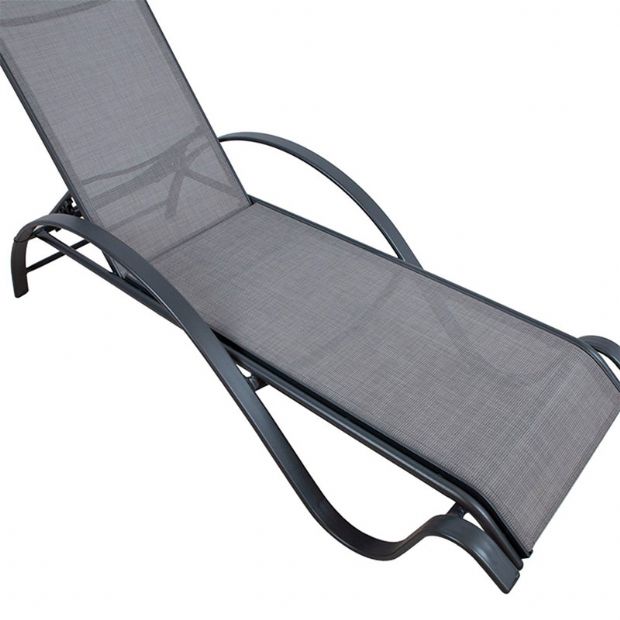 Sillón reclinable ajustable de aluminio con reposabrazos en forma de S - 11D14I
