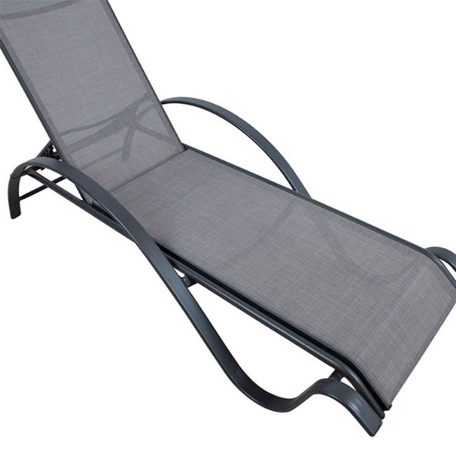 Sillón reclinable ajustable de aluminio con reposabrazos en forma de S - 11D14I