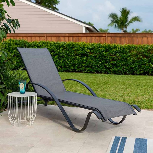 Sillón reclinable ajustable de aluminio con reposabrazos en forma de S - 11D14I
