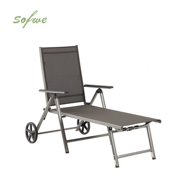 Sillón de aluminio Textilene con ruedas y cojín - 11D14K