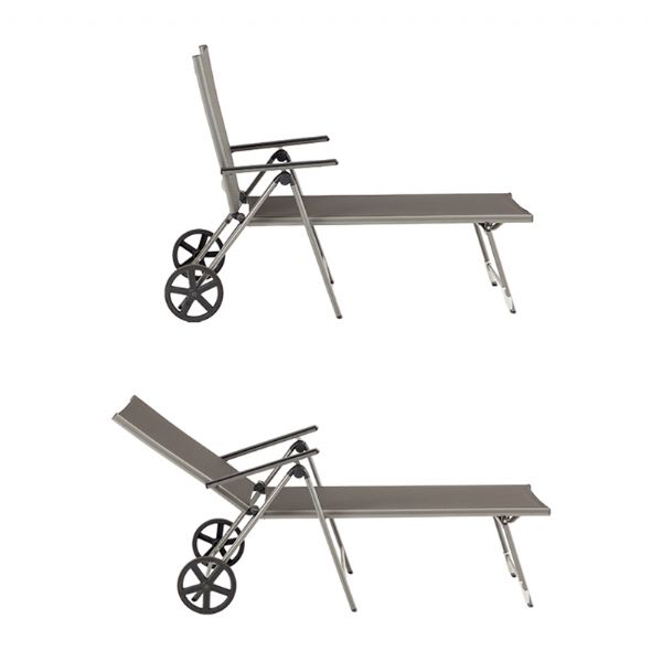 Sillón de aluminio Textilene con ruedas y cojín - 11D14K