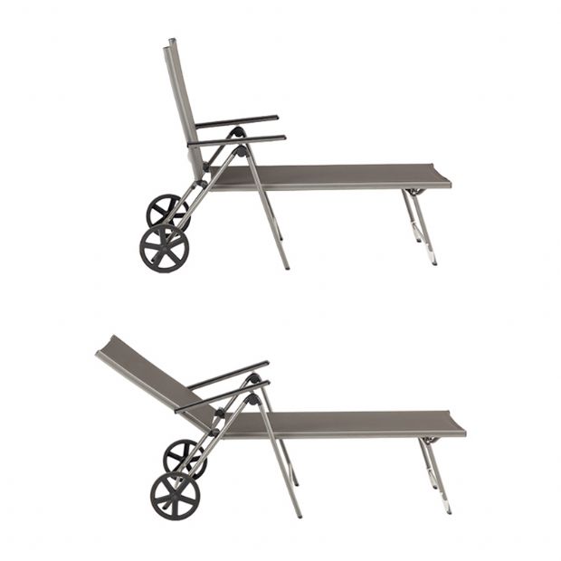 Sillón de aluminio Textilene con ruedas y cojín - 11D14K