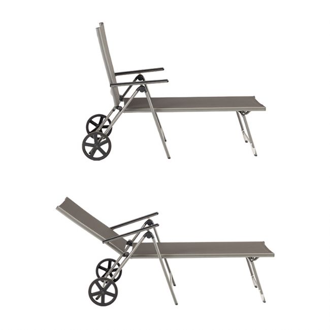 Sillón de aluminio Textilene con ruedas y cojín - 11D14K