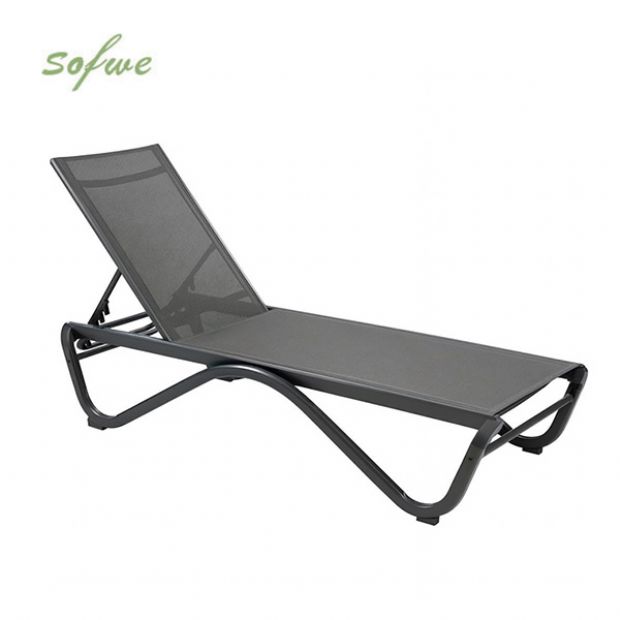 Tumbona para exterior con base de aluminio en forma de W - 11D25B