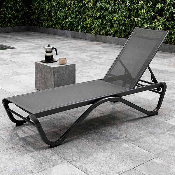 Tumbona para exterior con base de aluminio en forma de W - 11D25B