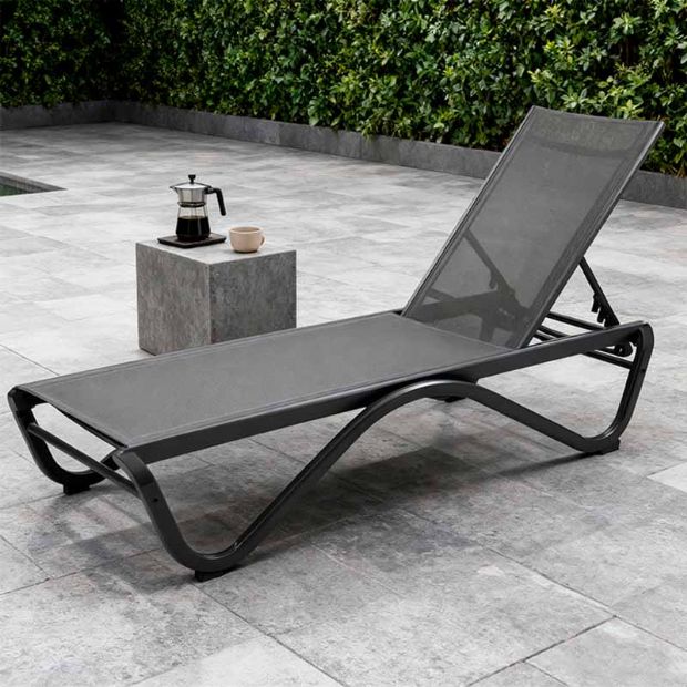 Tumbona para exterior con base de aluminio en forma de W - 11D25B