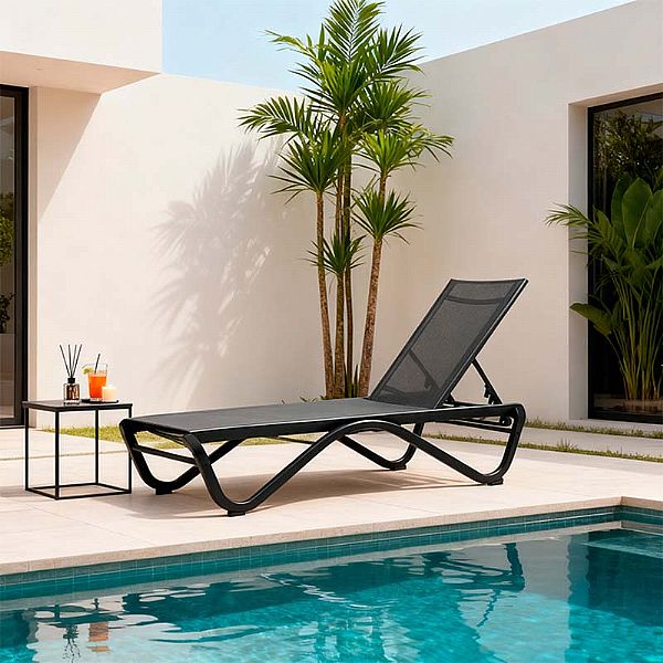Tumbona para exterior con base de aluminio en forma de W - 11D25B