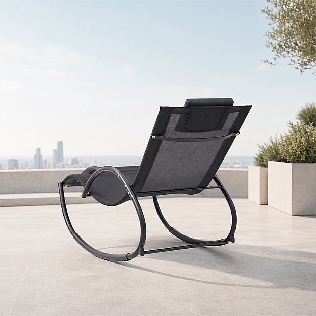 Tumbona basculante para exterior al por mayor, con asiento ergonómico de malla curvada, para el suministro de mobiliario de terraza junto a la piscina - 11D25J
