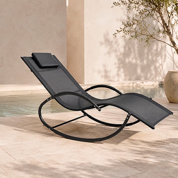 Tumbona basculante para exterior al por mayor, con asiento ergonómico de malla curvada, para el suministro de mobiliario de terraza junto a la piscina - 11D25J
