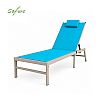 Tumbona plegable para exterior al por mayor, con respaldo ajustable en varios niveles y reposacabezas extraíble, ideal para el patio junto a la piscina - 11D25K