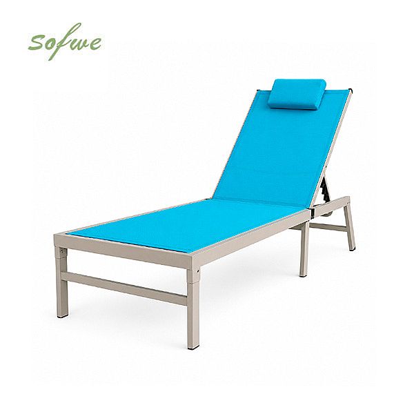 Tumbona plegable para exterior al por mayor, con respaldo ajustable en varios niveles y reposacabezas extraíble, ideal para el patio junto a la piscina - 11D25K