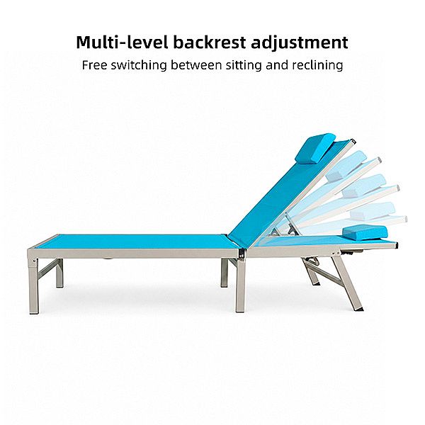 Tumbona plegable para exterior al por mayor, con respaldo ajustable en varios niveles y reposacabezas extraíble, ideal para el patio junto a la piscina - 11D25K