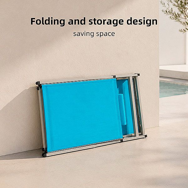 Tumbona plegable para exterior al por mayor, con respaldo ajustable en varios niveles y reposacabezas extraíble, ideal para el patio junto a la piscina - 11D25K