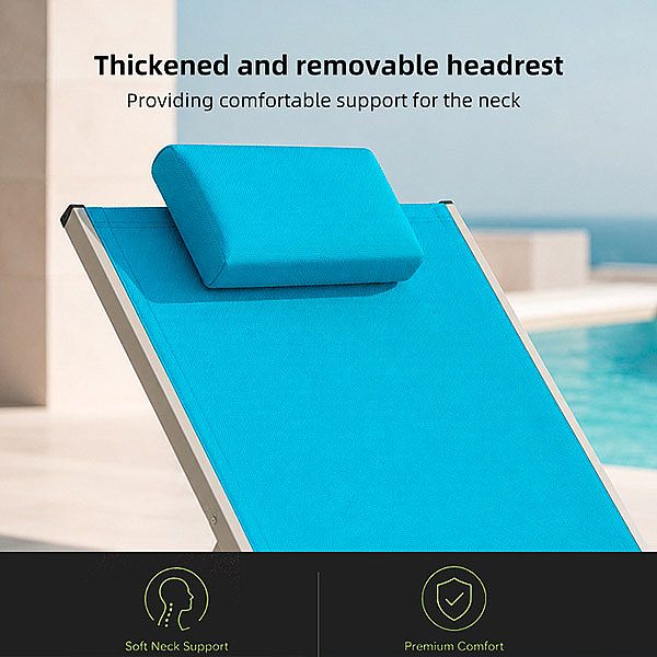 Tumbona plegable para exterior al por mayor, con respaldo ajustable en varios niveles y reposacabezas extraíble, ideal para el patio junto a la piscina - 11D25K