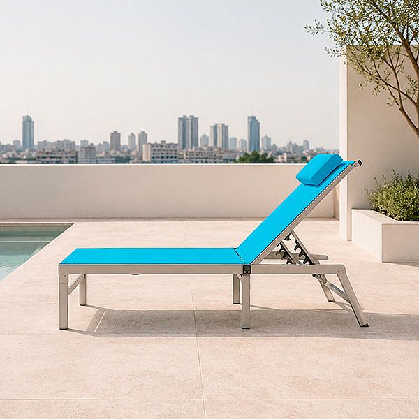 Tumbona plegable para exterior al por mayor, con respaldo ajustable en varios niveles y reposacabezas extraíble, ideal para el patio junto a la piscina - 11D25K
