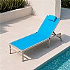 Tumbona plegable para exterior al por mayor, con respaldo ajustable en varios niveles y reposacabezas extraíble, ideal para el patio junto a la piscina - 11D25K